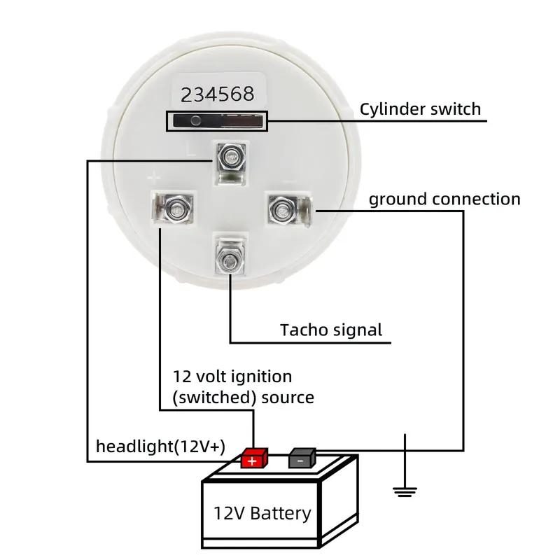 52mm Tachometer White LED Light Pointer 0-8000 RPM Tacho Gauge Meter For 1-8 Cylinder Engine 12V Car Auto Accessories