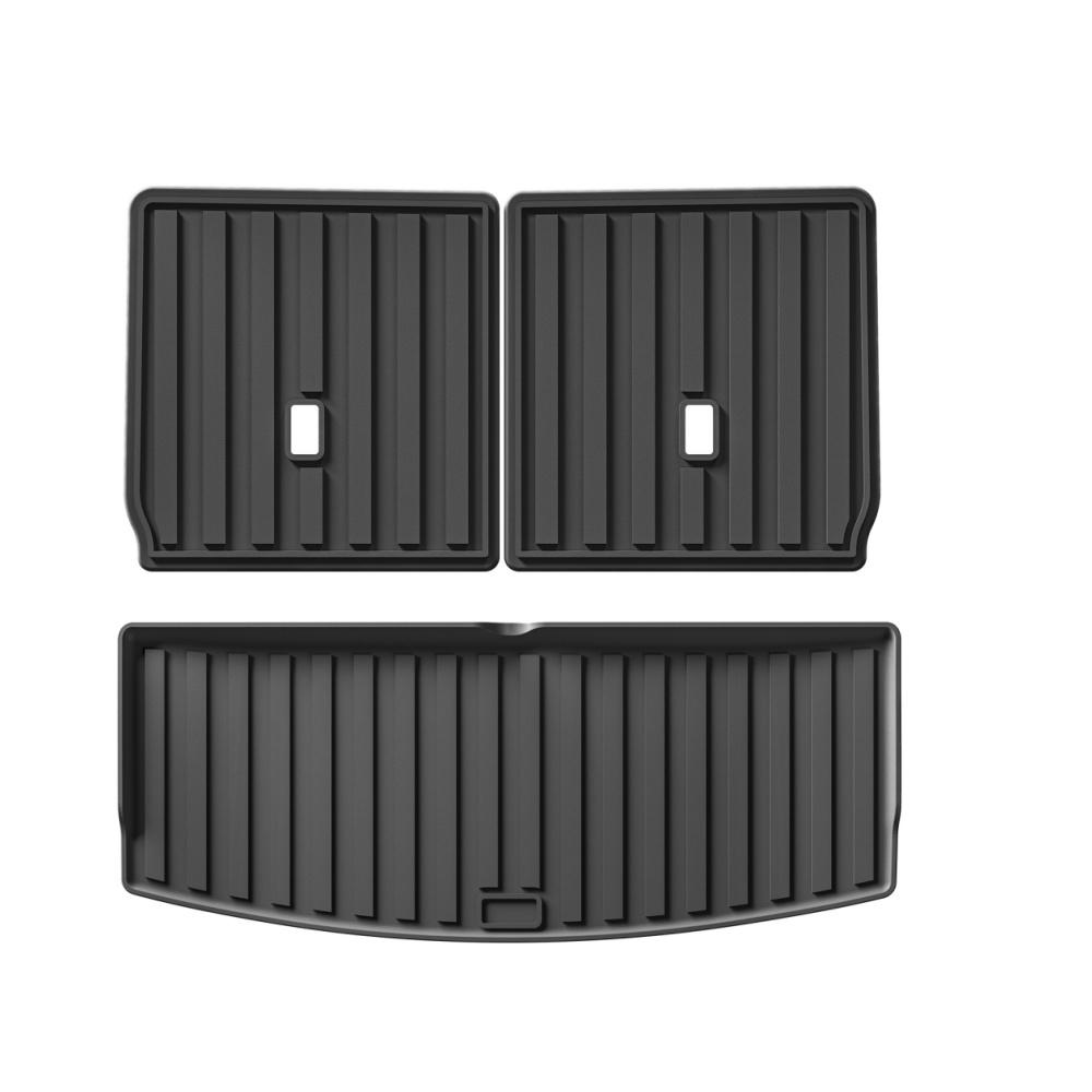 LUCKEASY for Ford Explorer 4WD 6Seats 2020-2025 TPE 3D Car Floor Mats Cargo Liner Trunk Backrest Pad Accessories Black