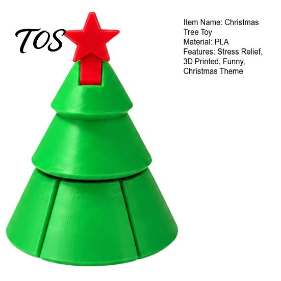 Holiday Desk Accessories Christmas Tree Fidget Toy, 3D Printed Flexible Sensory Decompression Transformation Deformable Monster Toys Figurine