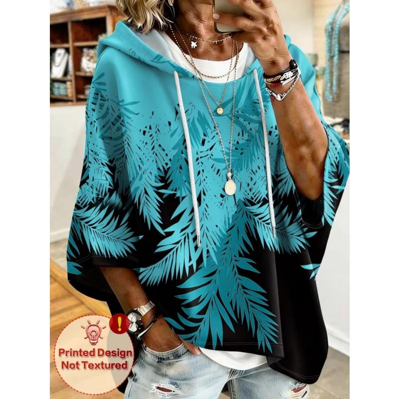 Women's Plus-Size Hooded Sweatshirt, Elegant Comfortable Simple Pattern Print,Fashionable and Versatile