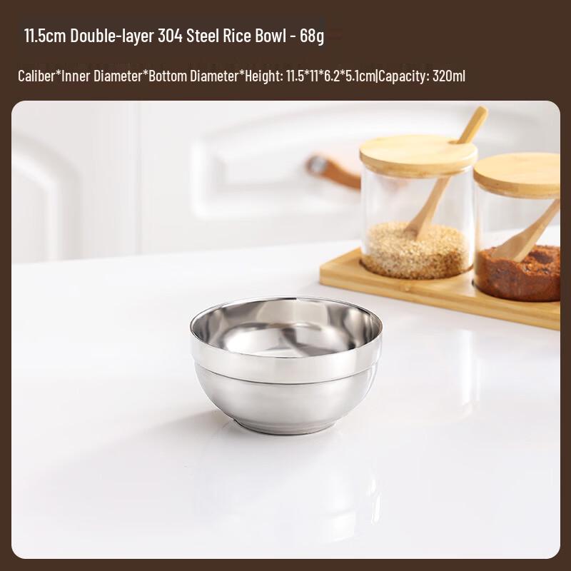 ZISIZ 304 Stainless Steel Golden Double-Layer Canteen Bowls