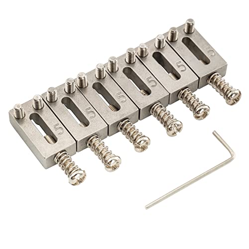 Musiclily Pro 10.5mm Stainless Steel Guitar Bridge Saddles for ST Strat/TL Telecaster Electric Guitars, Original Color (Set of 6)