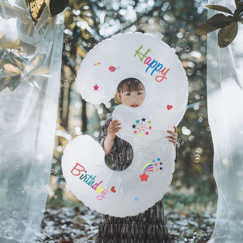 32-Inch White Birthday Number Balloon - Aluminum Film Party & Photo Prop for One-Year-Olds