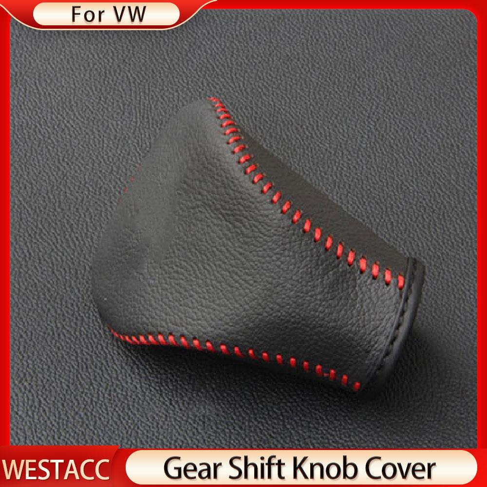 Echtes Leder Auto Schaltknauf Abdeckung für Volkswagen VW Tiguan L MK2 2017 - Gänge Manschetten