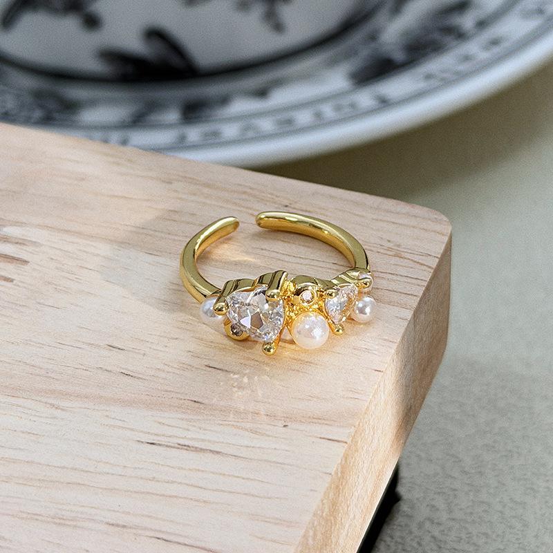 Small Broken Diamonds With Diamonds, Light Luxury Flowers, Zircon Beads, Temperament Ring, Women'S Cold Wind, Niche High-End Ring