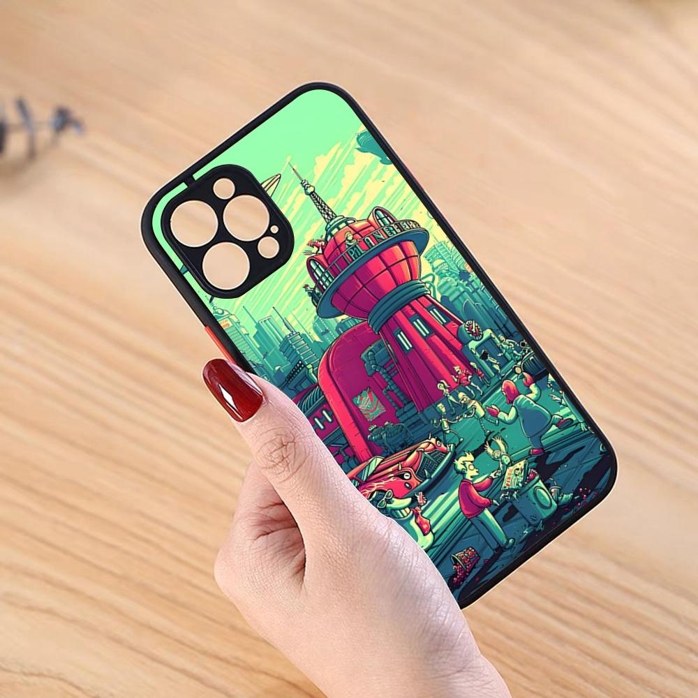FuturamaEs Cartoon Phone Case Black Matte For IPhone 16ProMax 15 13 12 11 14 Pro Max Mini Plus SE2020 XS Max XR Cover