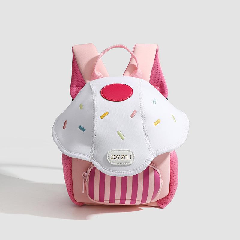 Backpack Mushroom Shaped Apple Printed Schoolbag Leather Material Bag Kids Gift