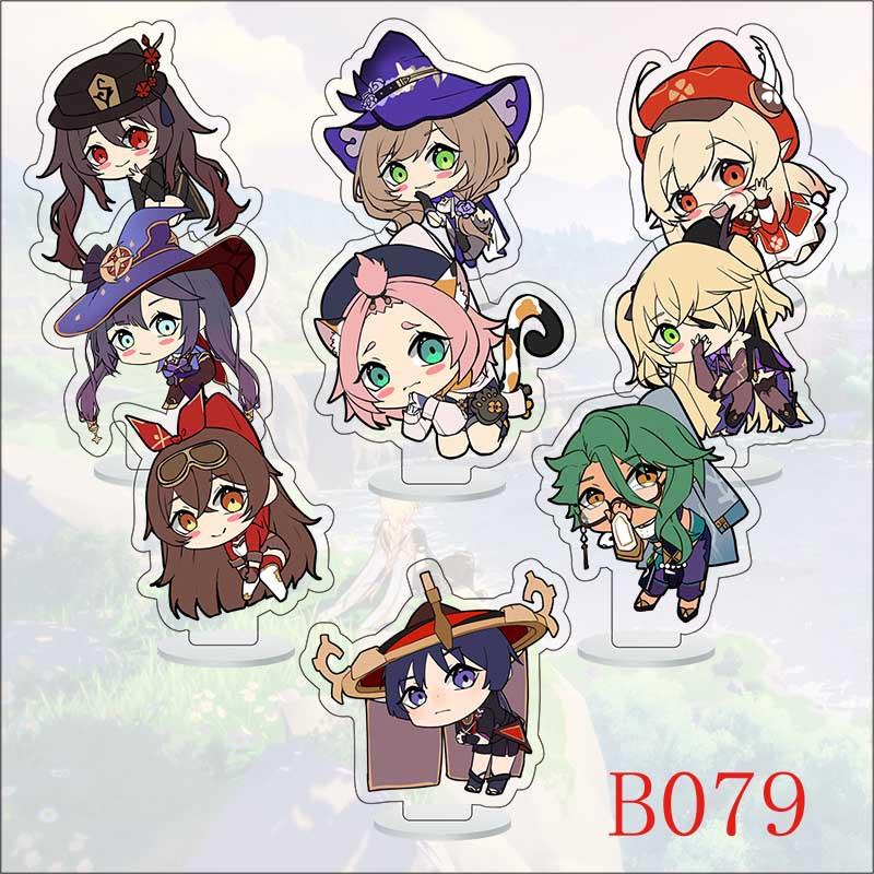 9Pcs/Set Acrylic Stand Model Wendi Tartaglia Hu Tao Yae Miko Raiden Shogun Figure Decoration Action Plate Toys