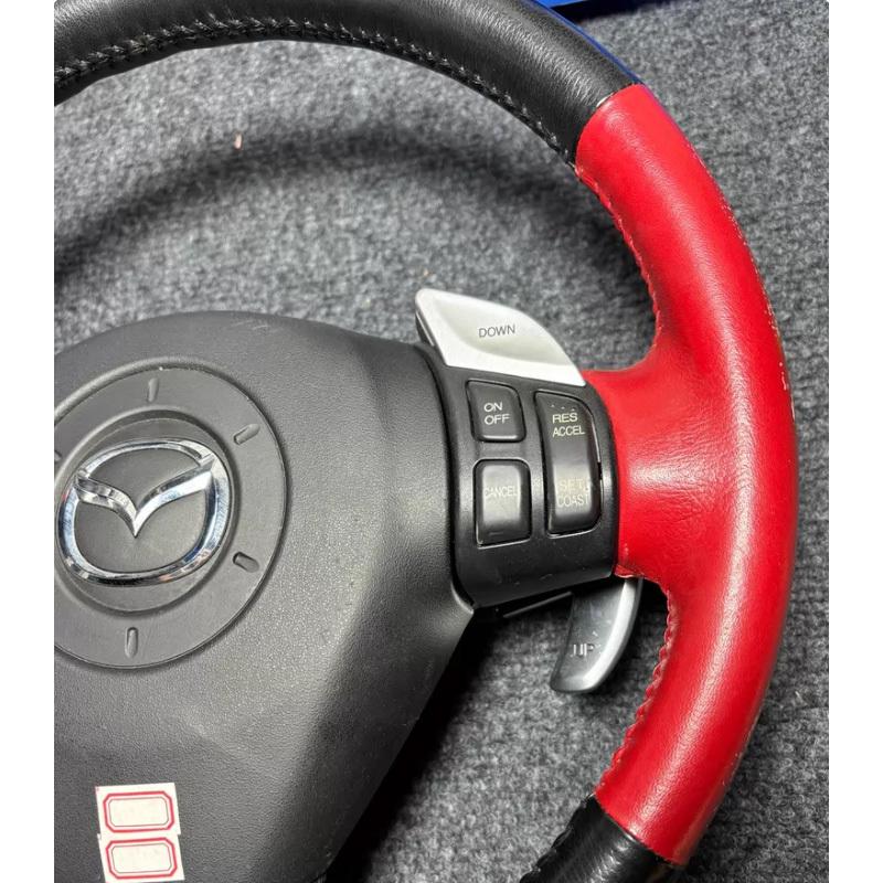 For Mazda RX-8 RX8 2004-2008 ize Hand-stitched Fully Covered Red Leather Car Steering Wheel Cover Car Interior