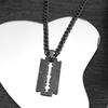 Stainless Steel Razor Blade Long Necklace for Men Women Black Color Punk Gothic Steampunk Grunge Hip Hop Necklaces Jewelry  913