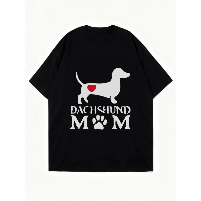 Vit Oversized T-shirt Med Dachshund Mamma Tryck Och Rött Hjärta Design För Vardagsbruk Och Hundälskare Outfits