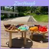Solid Wood Party Folding Table With Removable Fruit Plate And Wine Rack For Outdoor Dining