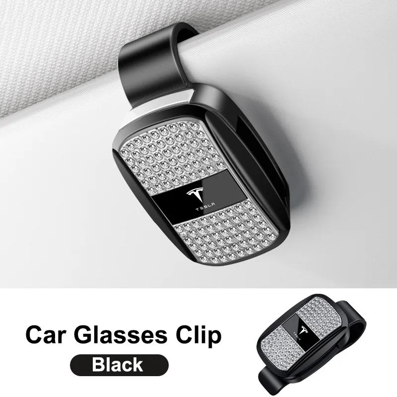 

Автомобильная наклейка Tesla Алмазная Автомобильный козырек Зажимы для очков Внутренний держатель для хранения очков Для Tesla Model 3 S X Model Y Juniper S чёрный