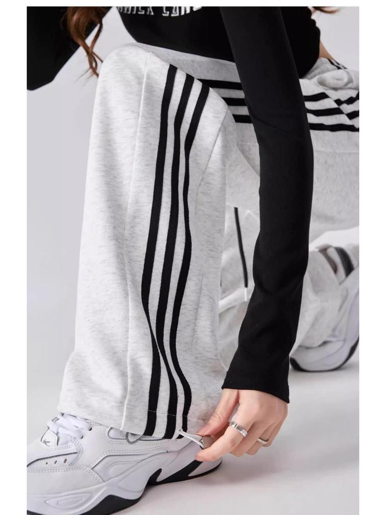 Women's High Waist Striped Wide Leg Sweatpants - Spring 2025 Edition
