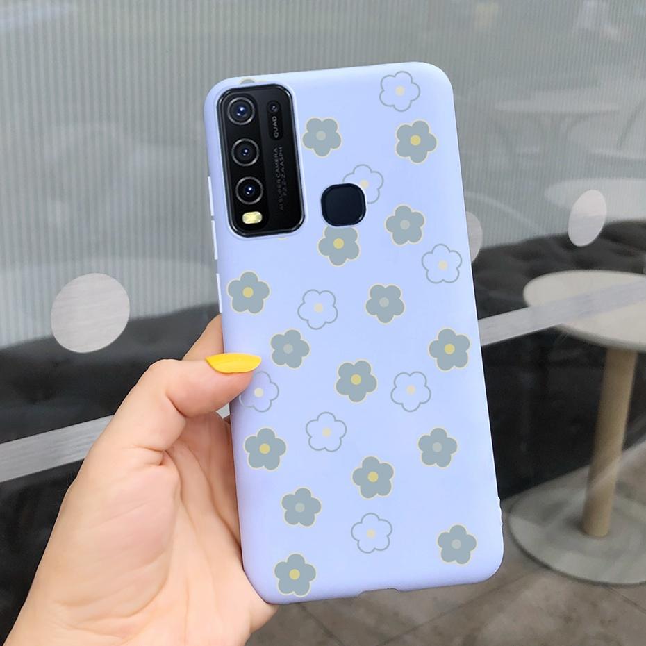Fashion Cute Flower Milk Silicone Case For Vivo Y30 1938 Y50 1935 Black Soft TPU Phone Cover For Vivo Y 30 50 Y30 2020 Back Case