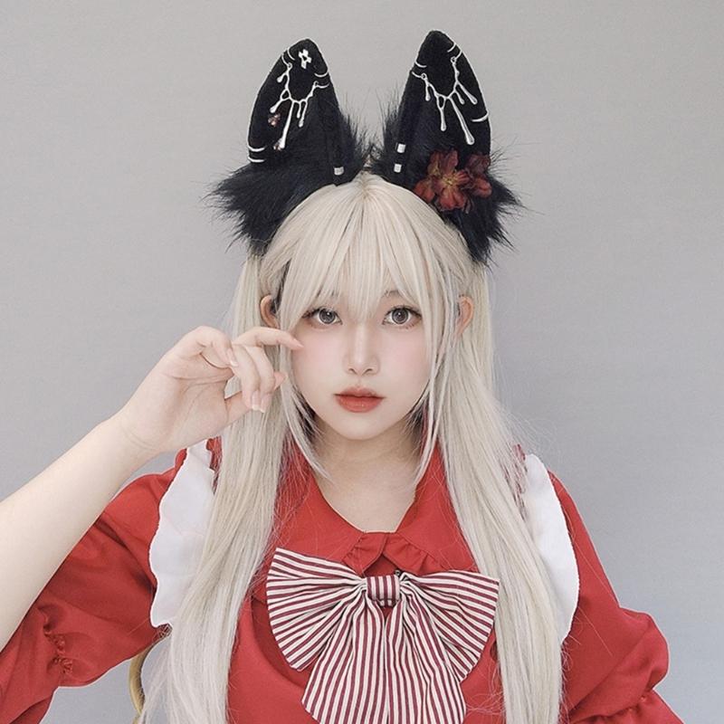 Modisches Plüsch-Wolfsohren-Haarband Haarschmuck Kostüm Kopfbedeckung für Cosplay und Mottopartys mit Realistischen Designs