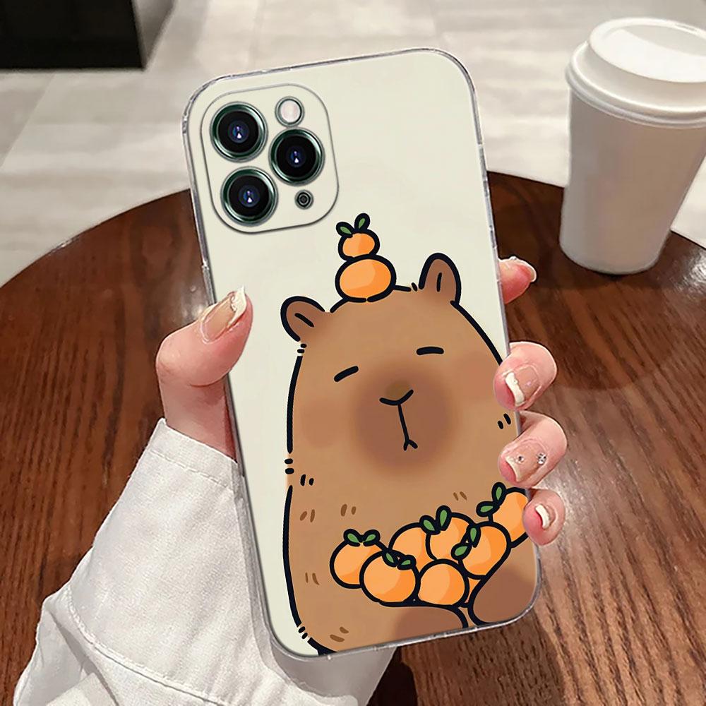 Capybara Cute Transparent Case For Apple iPhone 17 16 15 14 13 12 11 Pro Max 16 Plus 16E 17Air 17Pro Phone Cover Silicone Funda
