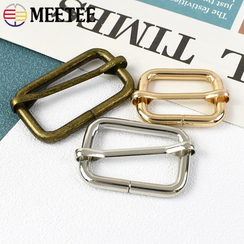10Pcs Meetee 13-50mm Metal Buckle Backpack Belts Sliders Buckles Webbing Adjuster Clasp DIY Handbag Crafts Hardware Accessories