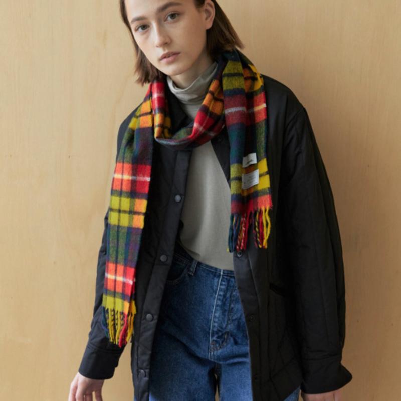 

KILHOUETTE lamswool tartan check muffler by moon(ENGLAND)_red tartan check red tartan check_free