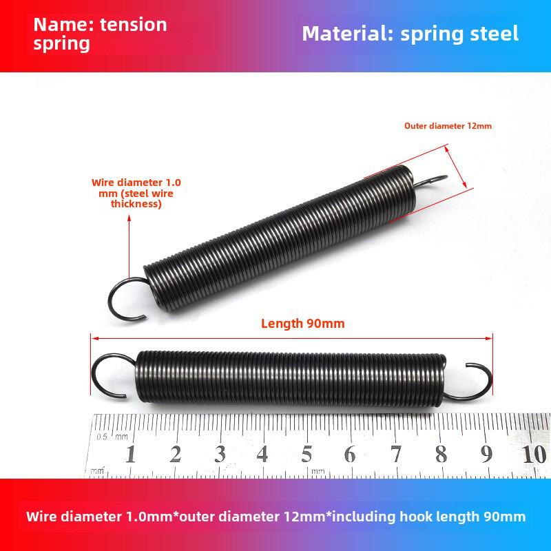 1.0mm Yellow Spring Steel Tension Spring with Hook Clamp for Mop Brake Binding Machine