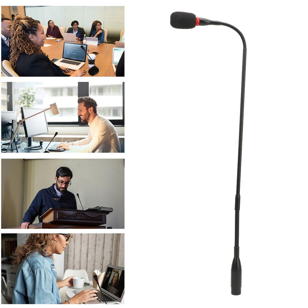 Condenser Gooseneck Microphone Clear Sound 23.2in  Indicator Gooseneck Microphone with Windproof Cotton for Conference