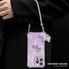Purple pony applies to iphone17promax iPhone 13 mobile phone case 15 four-corner lanyard 16 crossbody 14 silicone