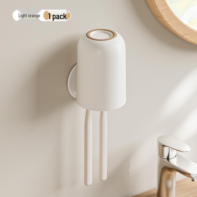 Punch-Free Wall-Mounted Toothbrush and Gargle Cup Holder