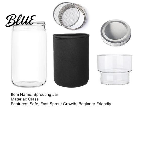 Gluten-free Sprout Container Sprouting Jar Kit Wide Mouth Glass with Lid Blackout Improved Airflow Sprouter Sleeve Plant Growing Kit for