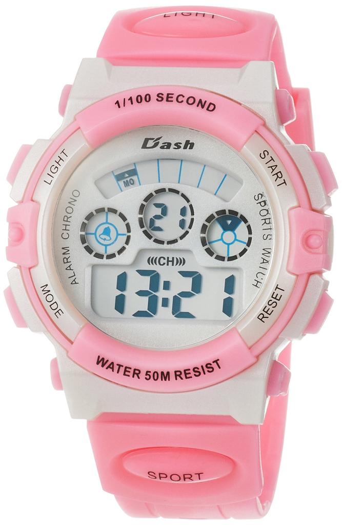 [Arias] Digital Dash Watch Waterproof Multifunctional Backlit Urethane Belt ADWW17099-04 Women's Pink