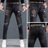 2024 Frühling und Herbst Neuer Trend Denim Elastische Stickerei Schlanke Gerade Röhre Hochwertige Casual Denim Hose Für Herren