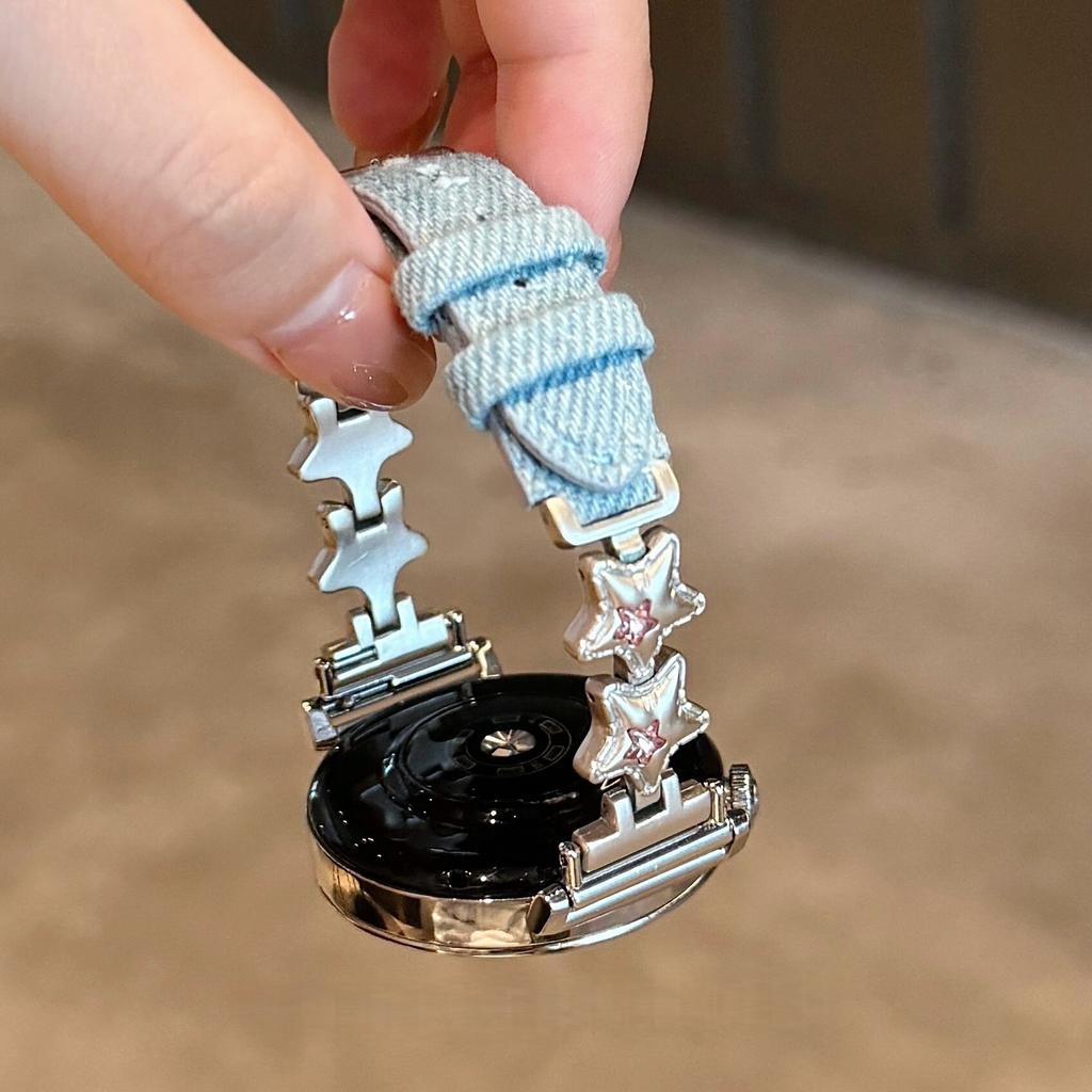 14mm Lily2 Strap for Garmin Lily 2 Smartwatch Fashion Star Nylon Quick Release Watch Strap Women Watch Denim Canvas Wristband