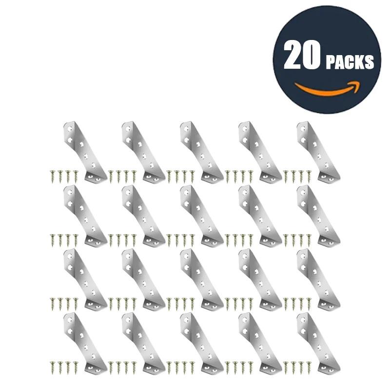 40pcs Furniture Corner Connector Set Metal Trapeziform Angle Bracket Triangle Corner Brace Chair Drawer Shelf Joint Support