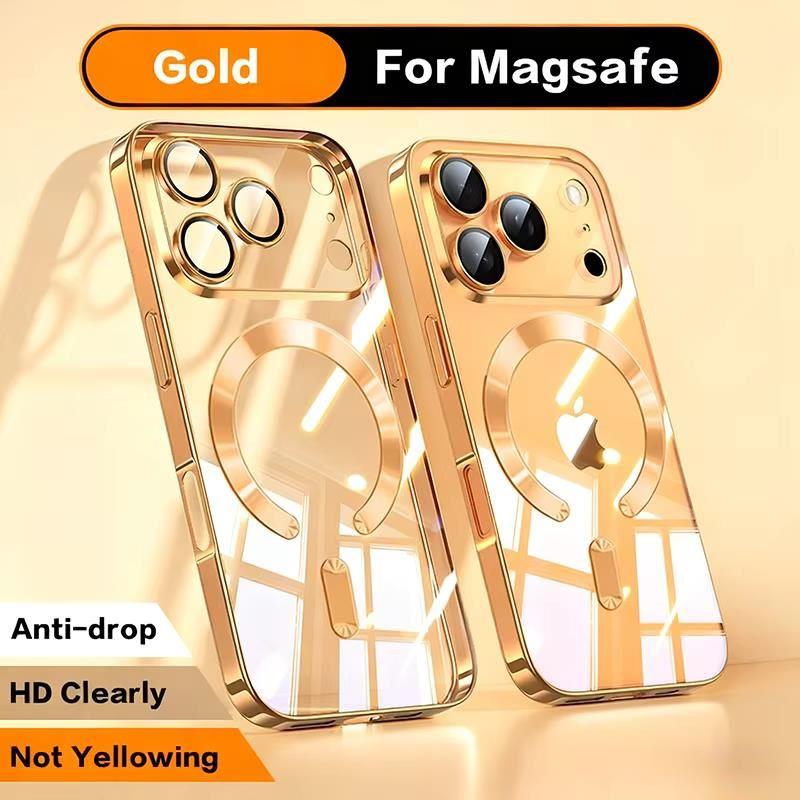 For Magnetic Plating Case For For Iphone Air 17 17e 16e 16 1 14 13 12 11 Pro Max Plus Wireless Charge Clear Soft Back Cover