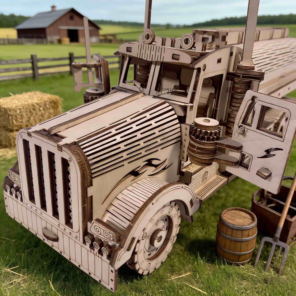 Wooden Oil Tanker Truck Puzzle DO-IT-YOURSELF Wooden 3D Truck Assembly Learning Birthday Present Christmas Present