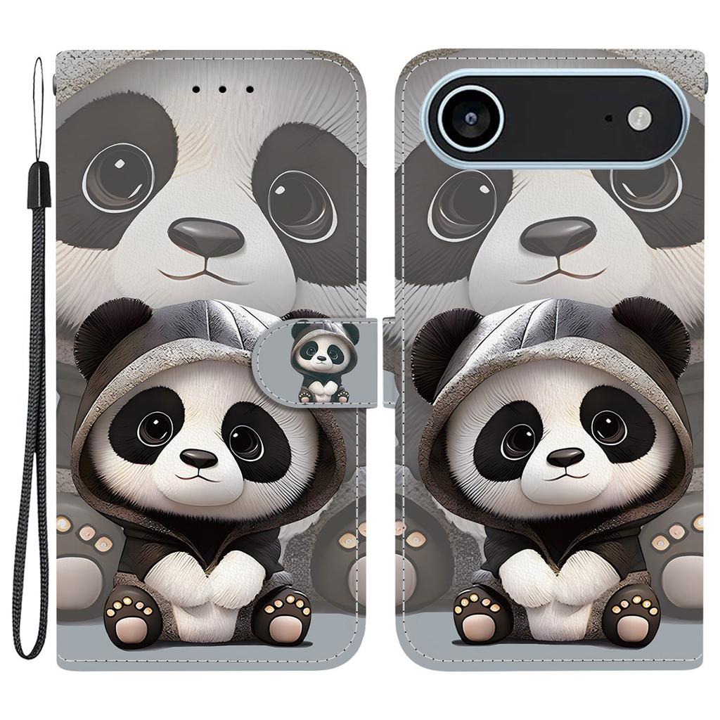 For iPhone 17 Air Wallet Case Pattern Printing Leather Stand Phone Cover with Strap