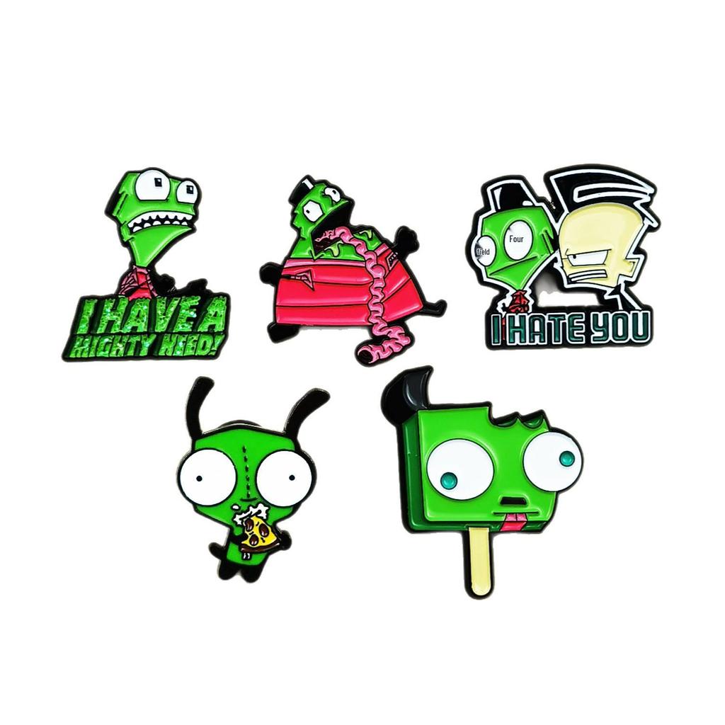 Creative Cute Green Alien Cartoon Brooch: Anime Character Badge & Backpack Metal Ornament