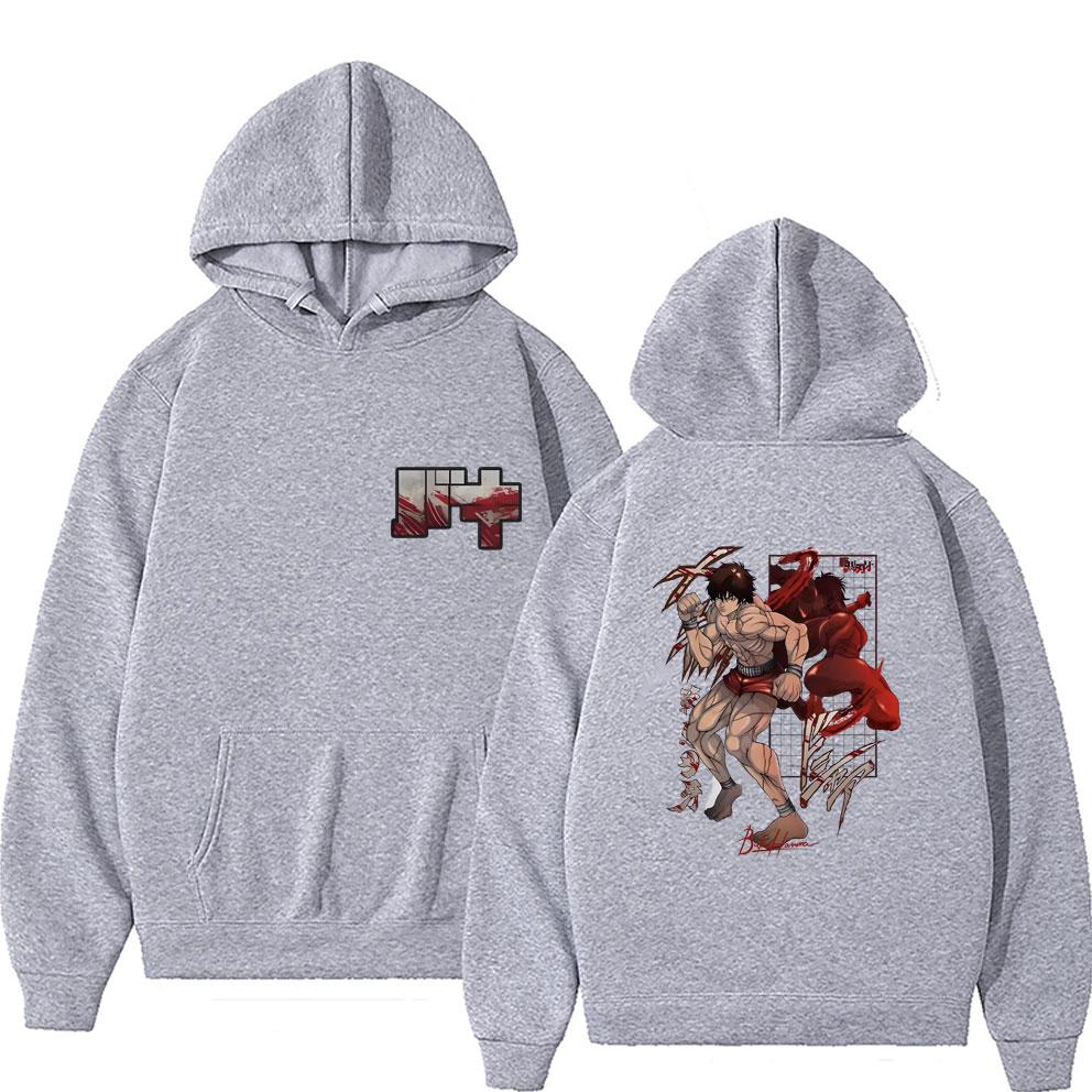 Japanese Anime Baki The Grappler Yujiro Hanma Double Sided Print Hoodie Unisex Women Fashion Casual Sweatshirt Male Fleece Hoodies