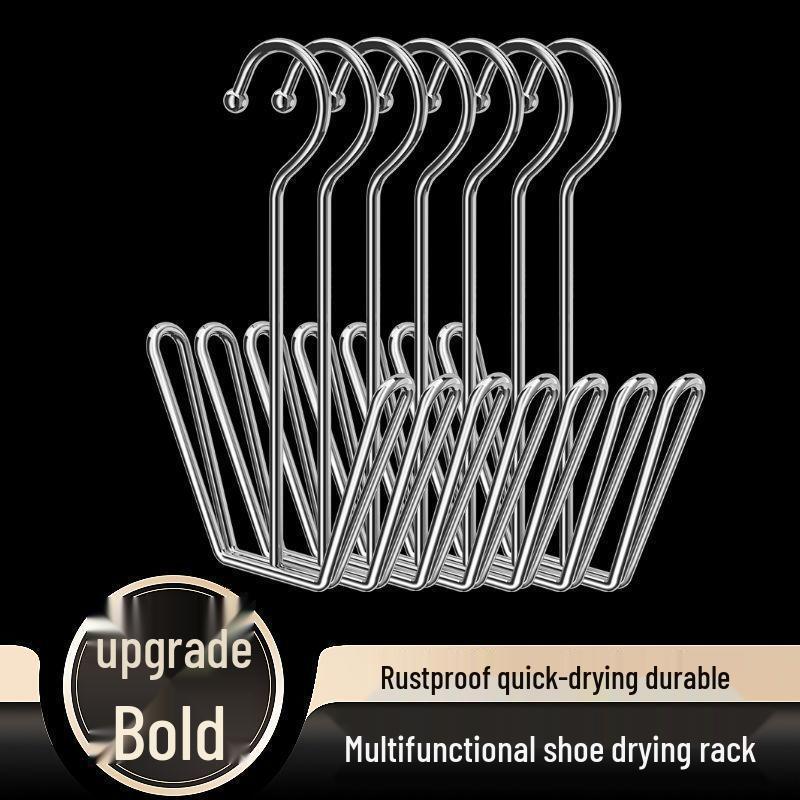 Multifunctional Stainless Steel Outdoor Shoe Drying Rack with Hanging Hooks