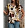 3D Printed Flower Stripe T Shirt For Women Colorful Geometry Graphic Short Sleeves Summer Street O-Neck Tees Tops Loose T-Shirts