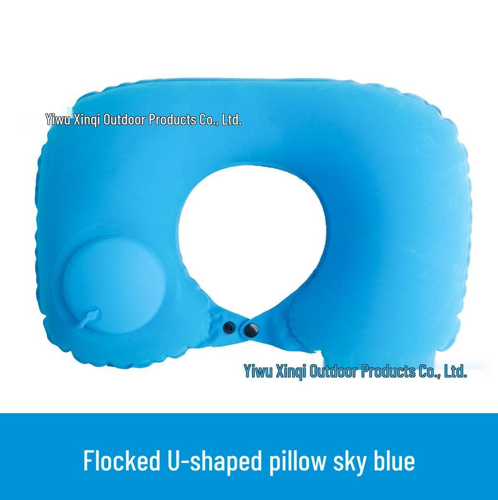 Inflatable U-Shaped Velvet Neck Pillow - Travel Essential, Foldable & Portable