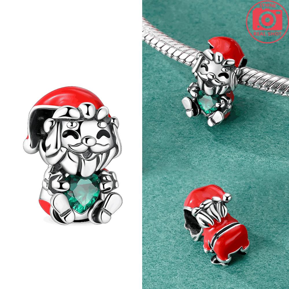 Copper Colorssanta Claus Holds A Heart Bead Fit Original Bracelet Diy Fine Jewelry Gift For Women