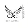 Black Metal Angel Wings Wall Art Heart Cutout Decor for Indoor Outdoor Living Room Bedroom Garden