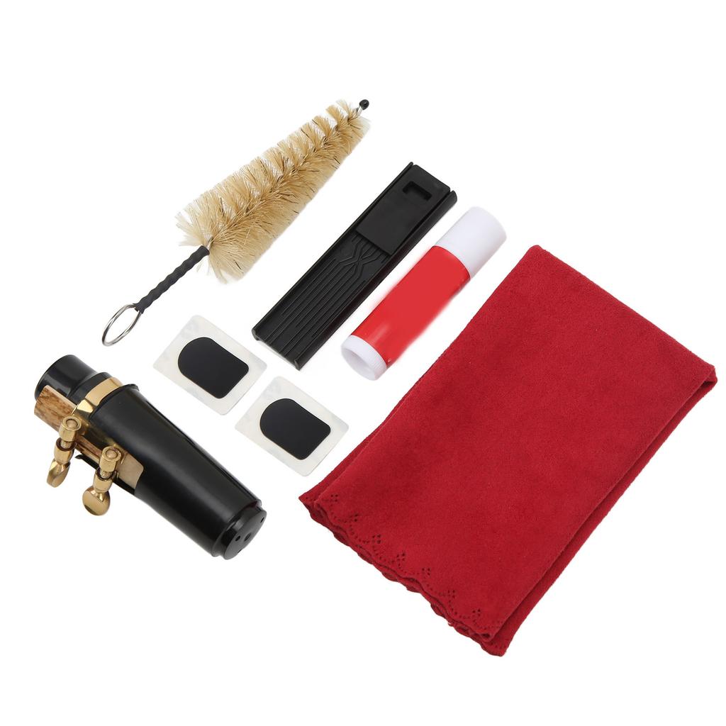 Saxophone Mouthpiece Kit Soprano Cleaning Set Brush Ligature Cork Grease for Maintenance
