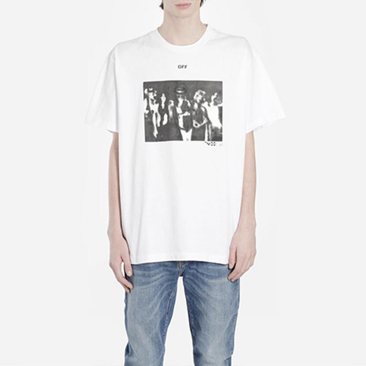 Off-White Spray Paint Arrows Print Crew Neck T-Shirt Men Tops White OMAA038R201850150110