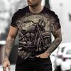 2025 Men's 3D Print Motorcycle T-Shirt Short Sleeve Vintage Classic Biker Shirt Oversized Street Ride Top for Men