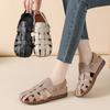 Die erste Schicht Rindsleder Sommer neue lässige vielseitige flache Sandalen echtes Leder geflochtene Ferkelkörbchenschuhe bequeme weiche Sohle Muttertagsschuhe