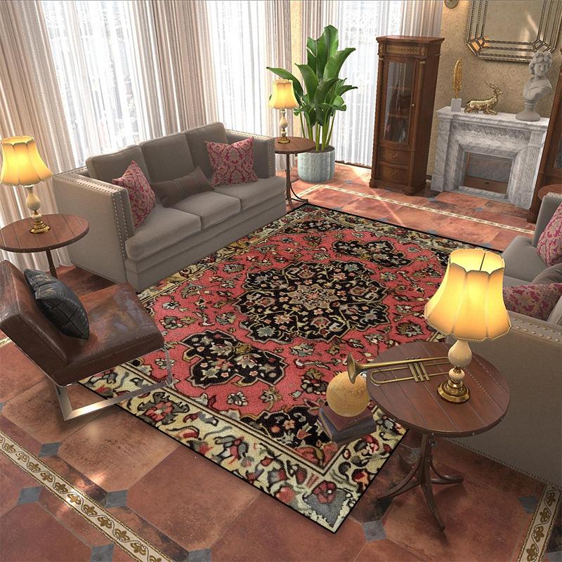 

Ковер в персидском ретро-стиле для гостиной, украшение дома, бохо-принт, моющийся, коврики для дивана, фланелевый коврик для спальни, нескользящий, мягкий коврик для ног 60x90cm