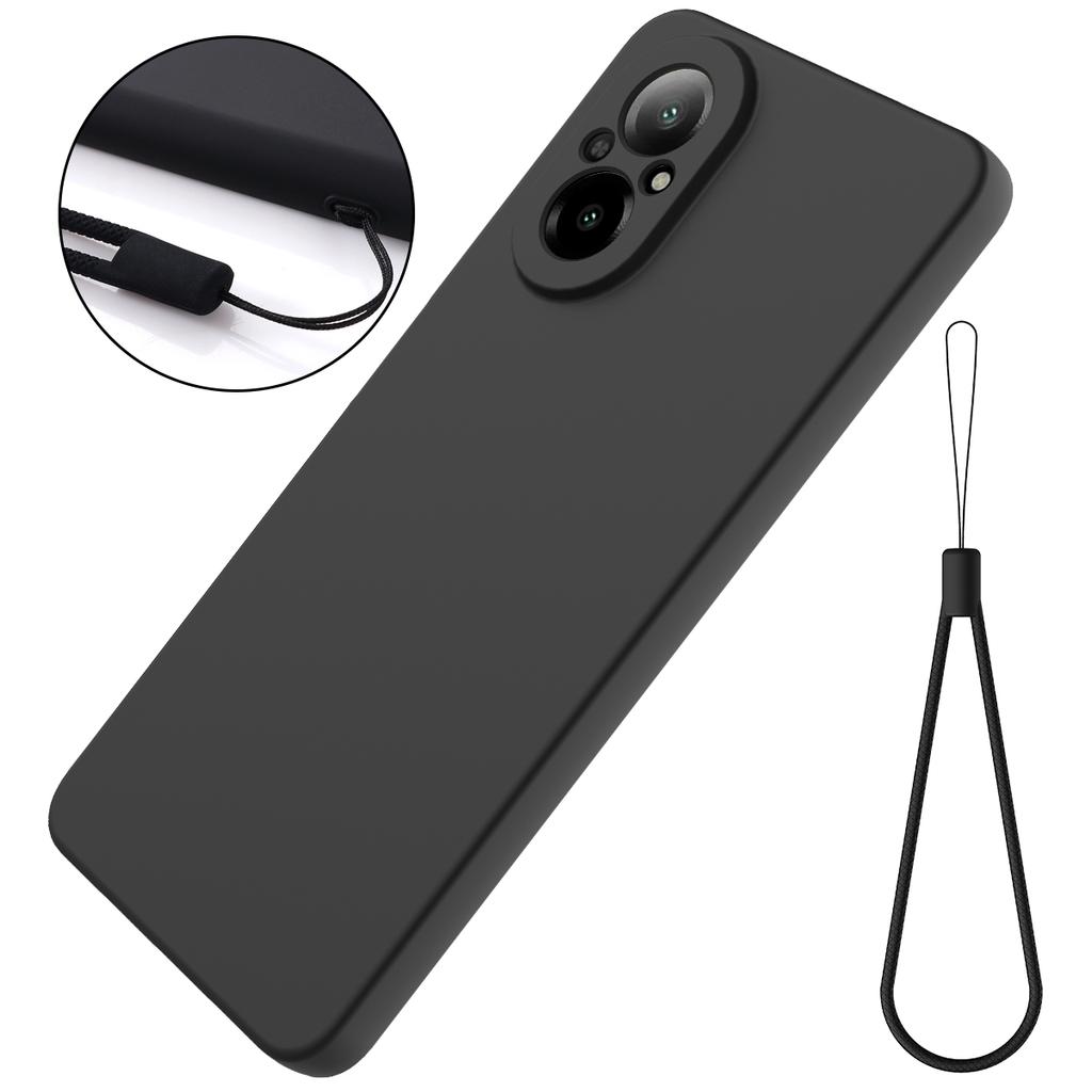 For Realme C67 4G Case Liquid Silicone Fiber Lining Protective Phone Cover with Strap