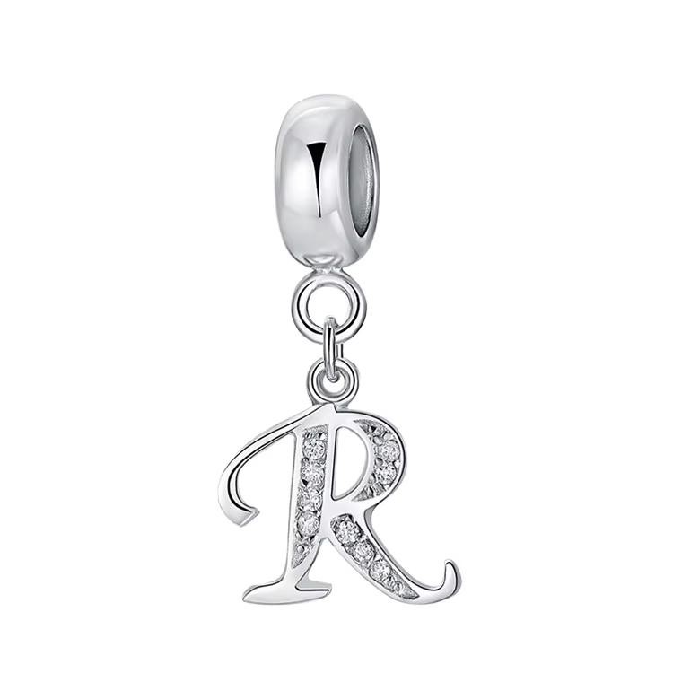 925 Silver Rose Gold Plated Zircon DIY A-Z Letter Pendant Charms for Necklace & Bracelet-Trendy Everyday Wear