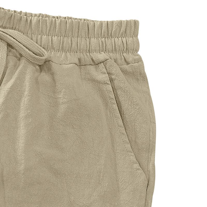 Herren Leinen Shorts Elastischer Bund Schnelltrocknende Shorts Herren Einfarbige Atmungsaktive Wadenlange Hose Mann Leichte Tägliche Strandshorts Sommerhosen